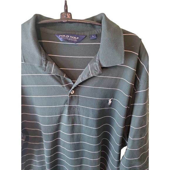 Ralph Lauren Polo Shirt Mens Sz Large Green White Striped Lightweight Pullover - Picture 4 of 6